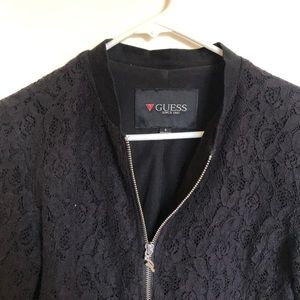 Lace Zip Up Bomber Jacket